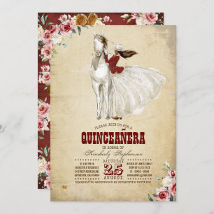Burgund Western Quinceañera - 15. Geburtstag Einladung