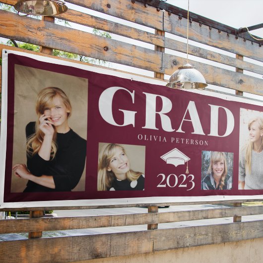 Burgund White Foto Graduate Class 2023 Banner
