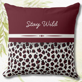 Burgund & White Leopard Print Decorative Kissen