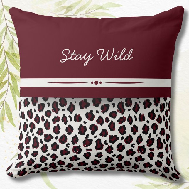 Burgund & White Leopard Print Decorative Kissen (Burgundy & White Leopard Print Decorative Pillow)