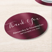 Burgund & White Modern Wedding Vielen Dank Runder Pappuntersetzer (Angewinkelt)