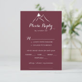 Burgund White Mountain Wedding Menü UAWG RSVP Karte (Stehend Vorderseite)