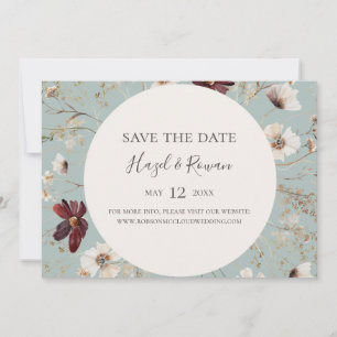 Burgund Wildblume Aquamarin Horizontal Save the Da Date