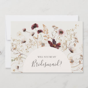 Burgund Wildblume Beige Bridesmaid Vorschlag Card Einladung
