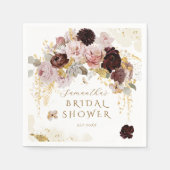 Burgund Wildblume Garden Blumenstrauß Brautparty Serviette (Vorderseite)