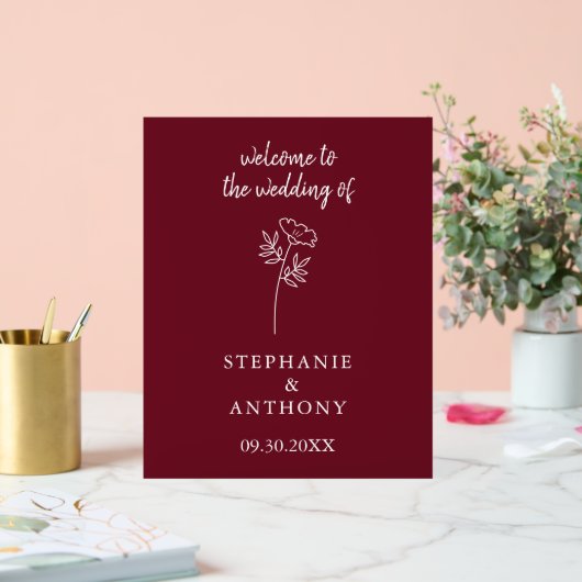 Burgund-Wildblume-Hochzeit Acrylschild (Hochzeit)