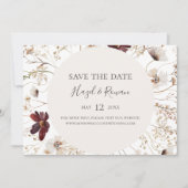 Burgund Wildblume Horizontal Save the Date (Vorderseite)