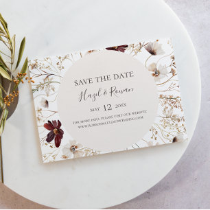 Burgund Wildblume Horizontal Save the Date