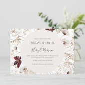 Burgund-Wildblume | Horizontales Brautparty Einladung (Stehend Vorderseite)
