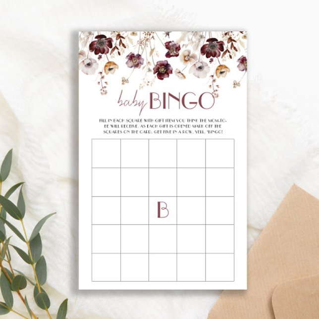 Burgund Wildblumen Babydusche Babyartikel ABC Spie (Von Creator hochgeladen)