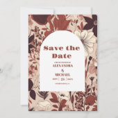 Burgund-Wildblumen Hochzeit Save The Date (Vorderseite)