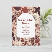 Burgund-Wildblumen Hochzeit Save The Date (Stehend Vorderseite)