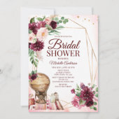 Burgund Wine Boho Brautparty Einladung (Vorderseite)