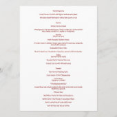 Burgund Winter Wedding mit Bluebonnet Menükarte (Rückseite)