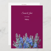 Burgund Winter Wedding mit Bluebonnet Menükarte (Vorne/Hinten)