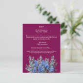 Burgund Winter Wedding mit Bluebonnet RSVP Karte (Stehend Vorderseite)