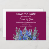Burgund Winter Wedding mit Bluebonnet Save The Date (Vorne/Hinten)