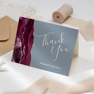 Burgunder Achat Staubblau Hochzeit Danke Karte