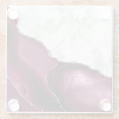 Burgunder-Achat-Weißmarmor-Silber-Glitter Glasuntersetzer (Rückseite)