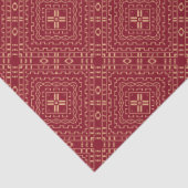 Burgunder Afrika-Mudcloth inspirierter geometrisch Seidenpapier (Detail)