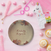 Burgunder-Ahorn-Blätter und Rustikaler Burlap Fall Pappteller (Party)