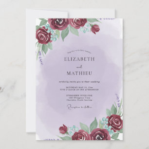 Burgunder Amethyst Blatt Hochzeit Einladung
