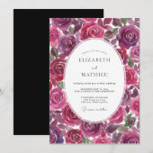 Burgunder Amethyst Hochzeit bemalt Einladung (Vorne/Hinten)