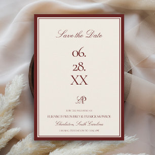 Burgunder Anwesen Formale Moderne Hochzeitserkläru Save The Date