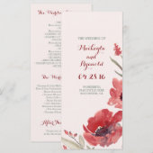 Burgunder-Aquarell-Blumen-Hochzeitsprogramme Programm (Vorne/Hinten)