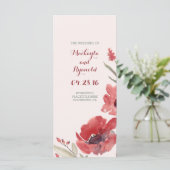 Burgunder-Aquarell-Blumen-Hochzeitsprogramme Programm (Stehend Vorderseite)