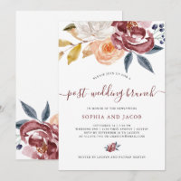 Burgunder-Aquarell Blumen| Posten-Hochzeit Brunch