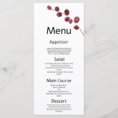 Burgunder Aquarellbeeren Blumenmenü Programm (Vorderseite)