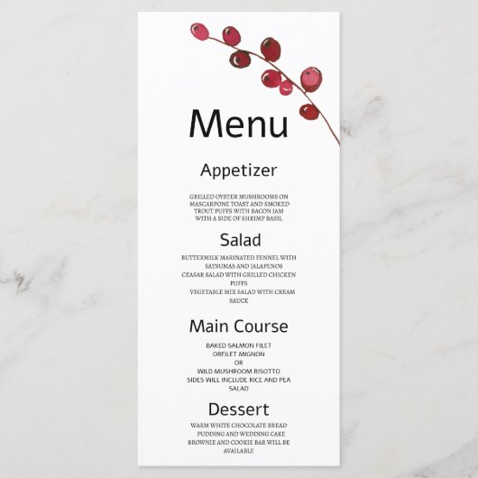 Burgunder Aquarellbeeren Blumenmenü Programm (Vorderseite)