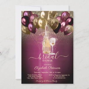 Burgunder Ballons Wein Set Glitter Brautparty Einladung