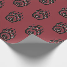 Burgunder-Bärenpfotenabdruck-Wrap-Papier