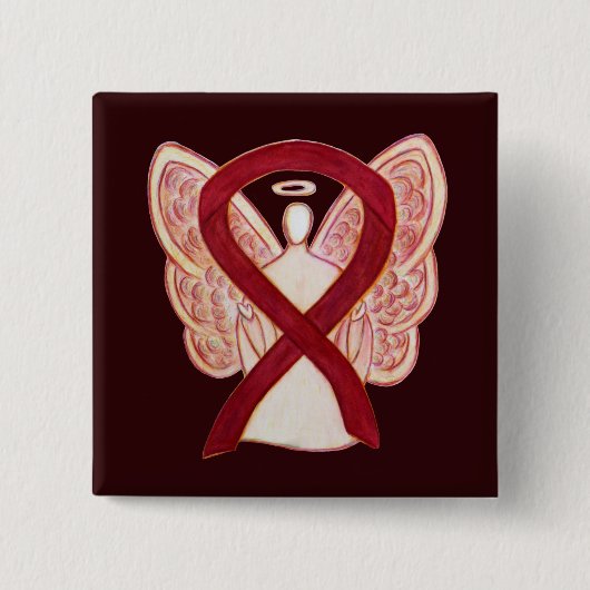 Burgunder Bewusstseins-Schleife Benutzerdefinierte Button (Vorderseite)