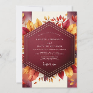 Burgunder-Blatt-Romantik-Hochzeit Einladung