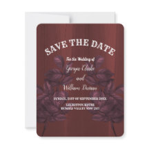 Burgunder Blätter Rustikale Vintage Save The Date