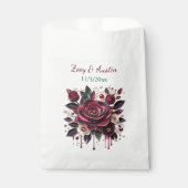 Burgunder Blume, Blätter und Perlen Personalisiert Geschenktütchen (Vorderseite)