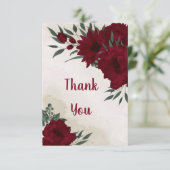 Burgunder Blume Grünpflanzen Dankeskarte (Stehend Vorderseite)