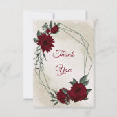 Burgunder Blume Grünpflanzen Dankeskarte (Vorderseite)