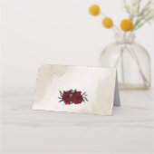 Burgunder Blume Grünpflanzen Platzkarte (Rückseite)