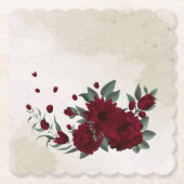 Burgunder Blume Grünpflanzen Untersetzer (Vorderseite)