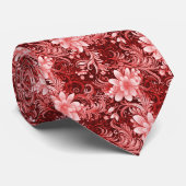 Burgunder-Blumen-Batik Krawatte (Gerollt)