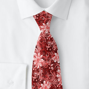 Burgunder-Blumen-Batik Krawatte