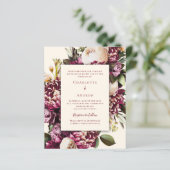 Burgunder Blumen Creme lila Hochzeitseinladung (Stehend Vorderseite)