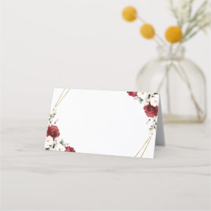 Burgunder Blumen geometrische Hochzeit Platzkarte