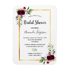 Burgunder Blumen goldene Vegetation boho Brautpart Magnet