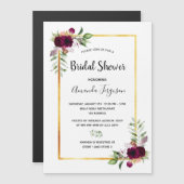 Burgunder Blumen goldene Vegetation boho Brautpart Magnetkarte (Vorne/Hinten)