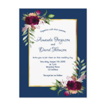 Burgunder Blumen goldenes Grün boho blauer Hochzei